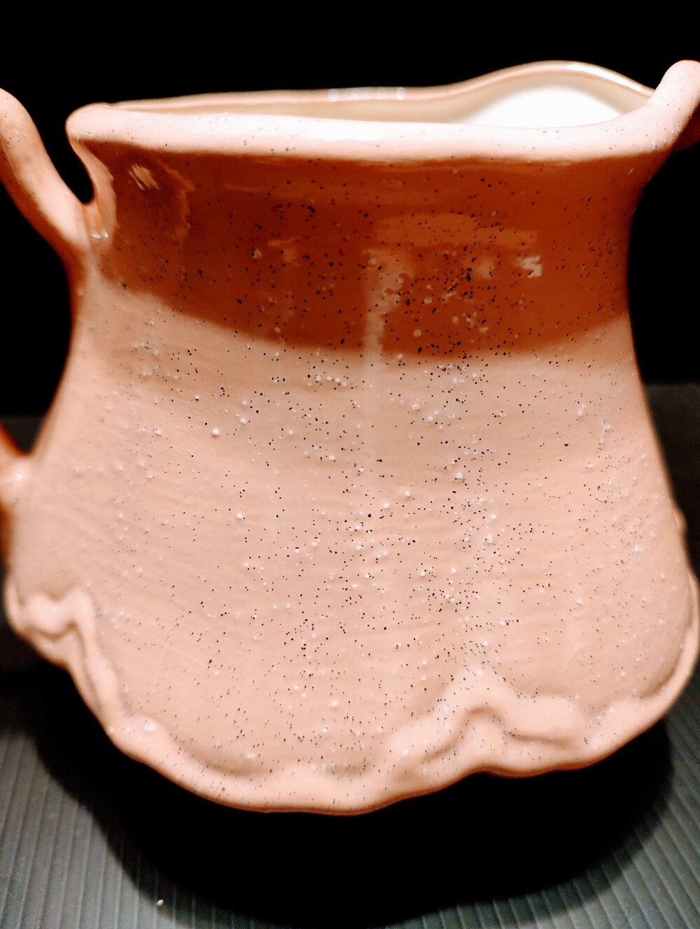 🌷🩷🌷Lovely Vtg 80's Hand Crafted Victorian Inspired Rose Pink Speckled Pottery - Picture 4 of 16